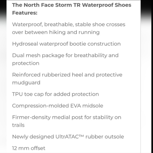 The North Face Storm TR Waterproof Shoes Size 7.5 Coral - Picture 9 of 10